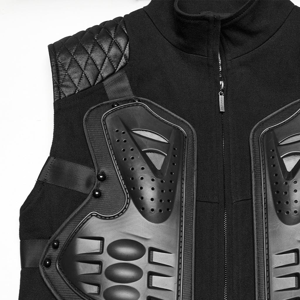 PUNK RAVE Men's Cyberpunk Stand Collar Armour Splice Vest