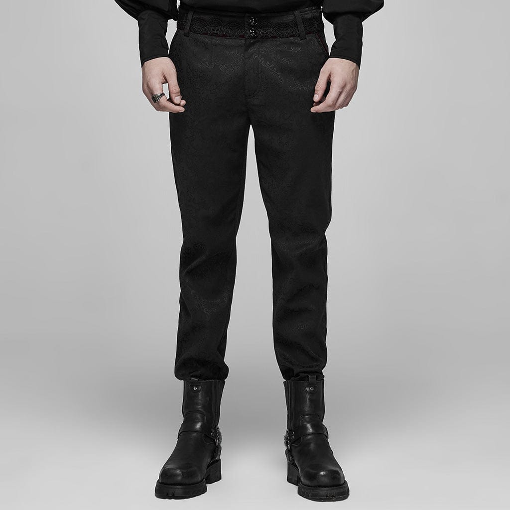 PUNK RAVE Men's Gothic Blood Jacquard Suit Pants
