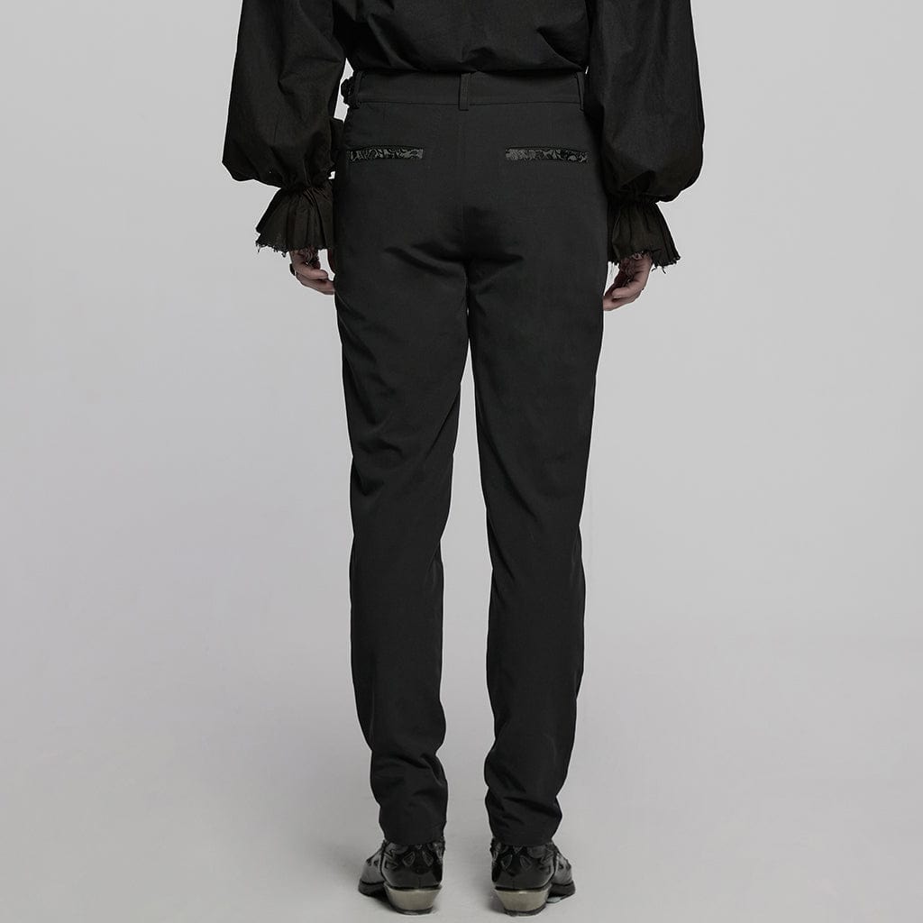 PUNK RAVE Men's Gothic Buckle Jacquard Pants