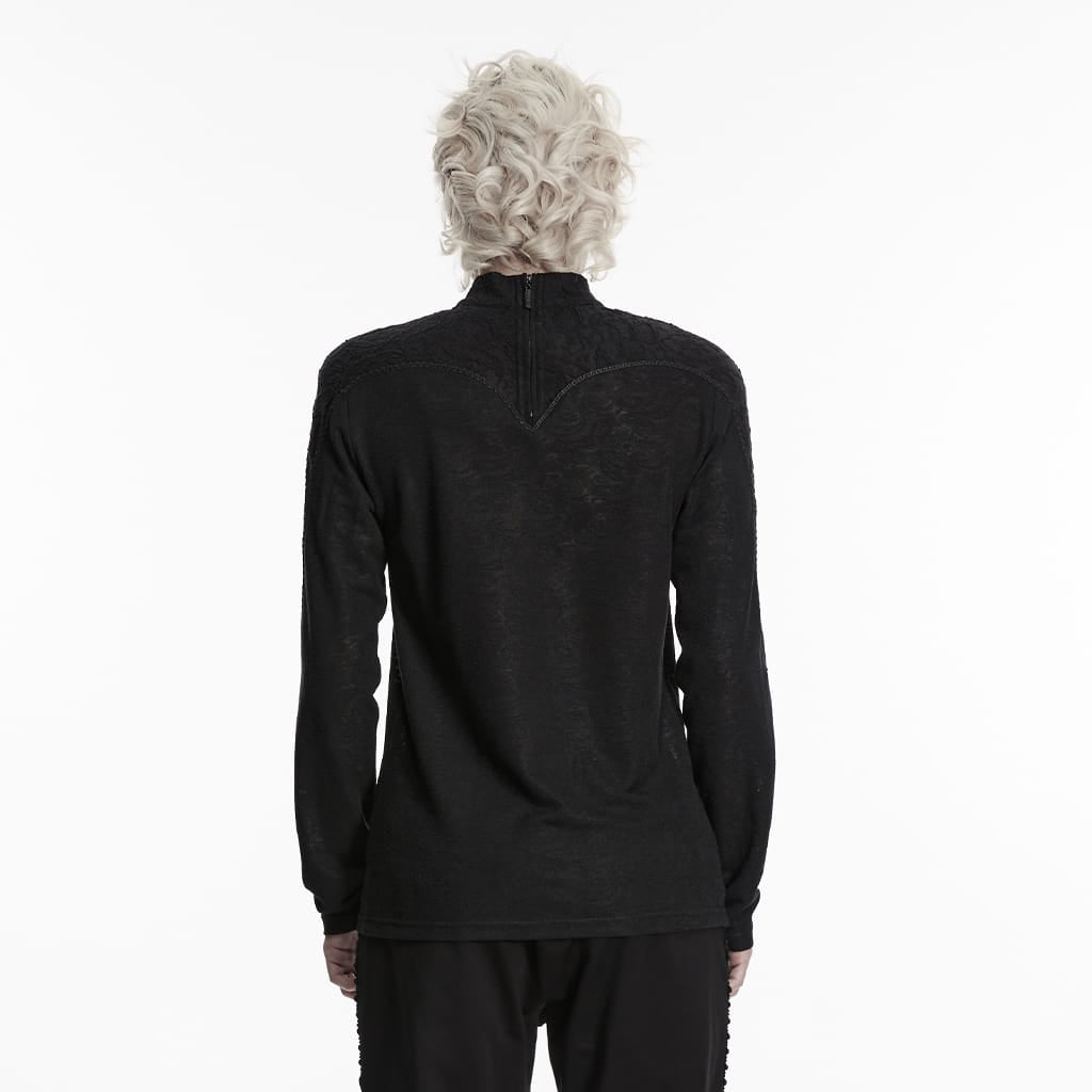 PUNK RAVE Men's Gothic Decal Turtleneck Long Sleeved Top
