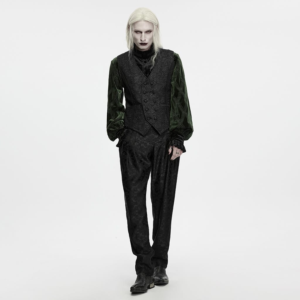 PUNK RAVE Men's Gothic Double-breasted Jacquard Vest