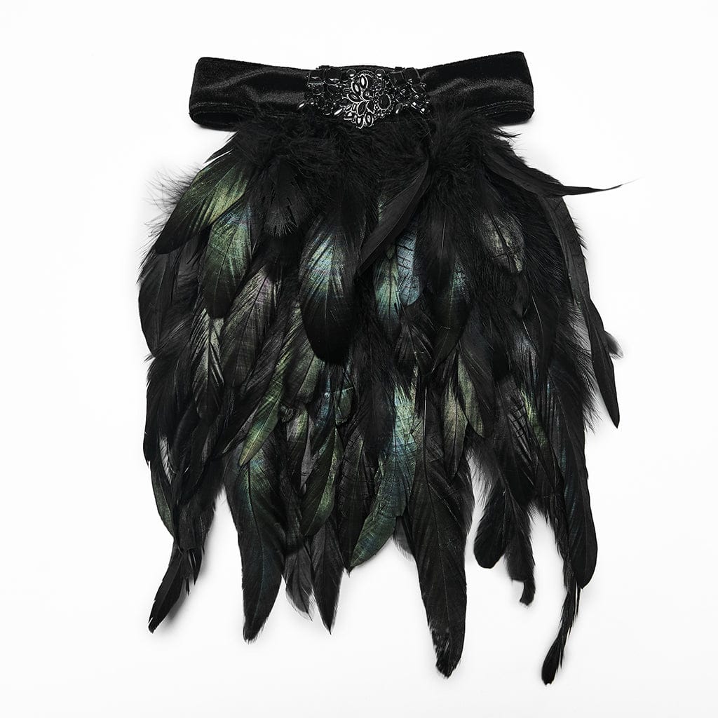 PUNK RAVE Men's Gothic Feather Velvet Collar