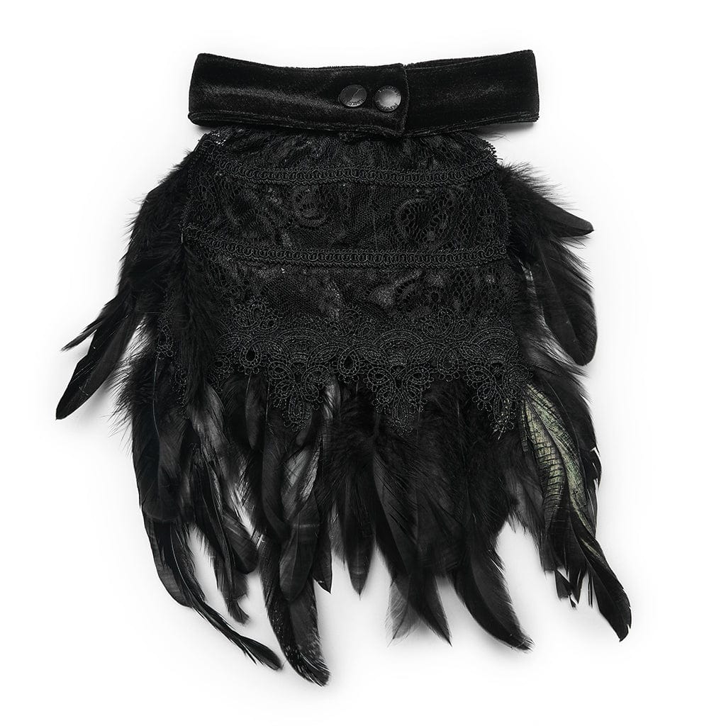 PUNK RAVE Men's Gothic Feather Velvet Collar