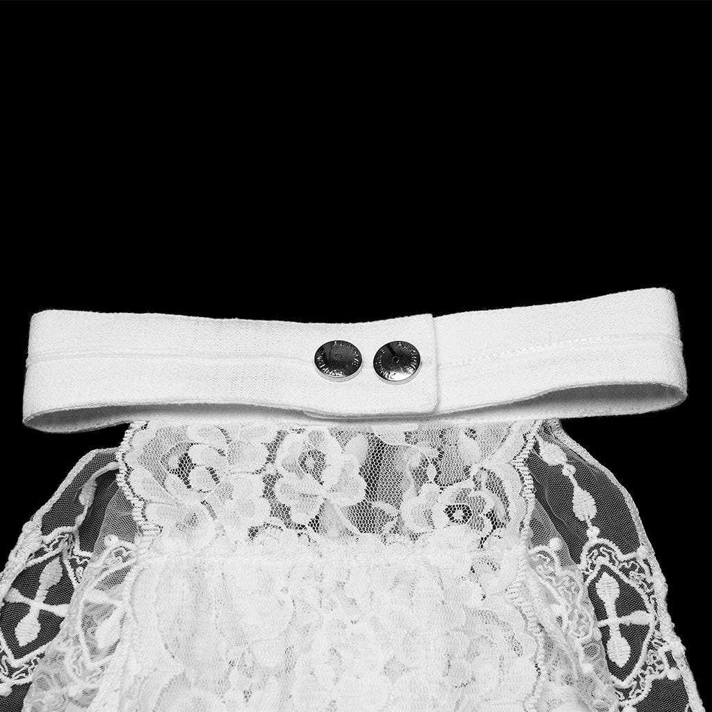 PUNK RAVE Men's Gothic Floral Cross Lace Necktie