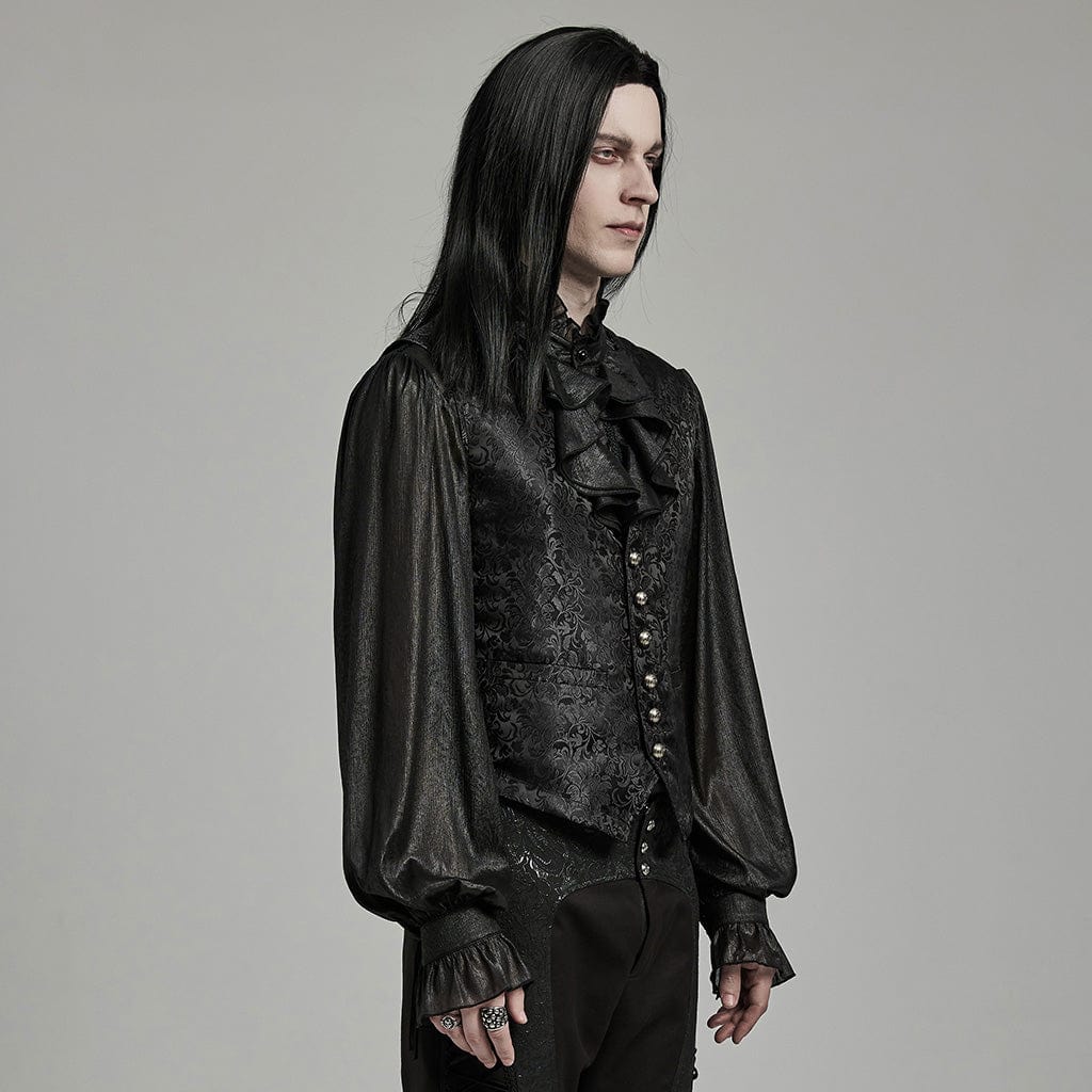 PUNK RAVE Men's Gothic Floral Jacquard Lace-up Vest