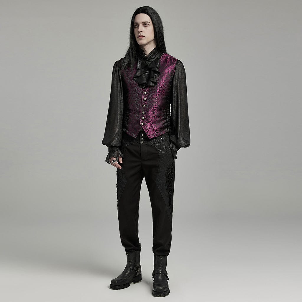 PUNK RAVE Men's Gothic High-waisted Jacquard Splicing Pants