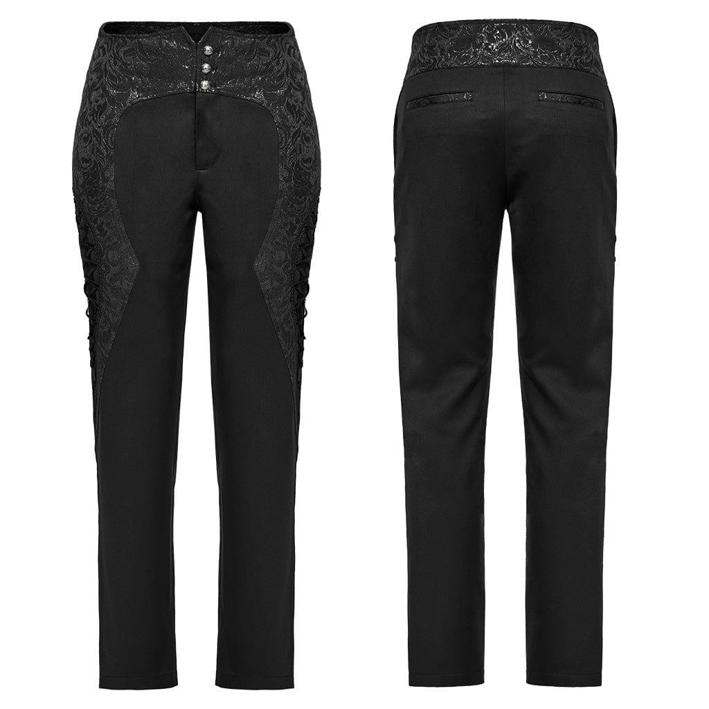 PUNK RAVE Men's Gothic High-waisted Jacquard Splicing Pants