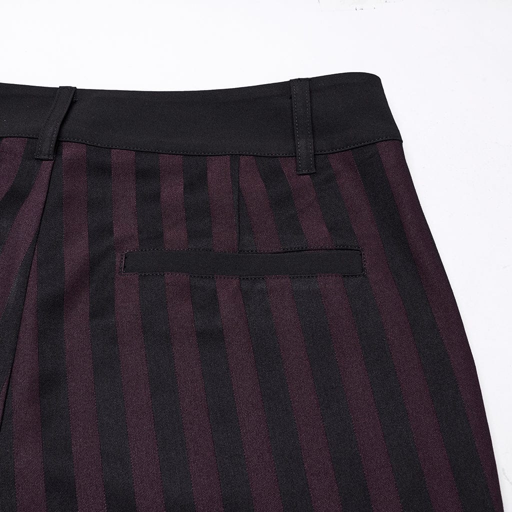 PUNK RAVE Men's Gothic High-waisted Striped Suit Pants Red