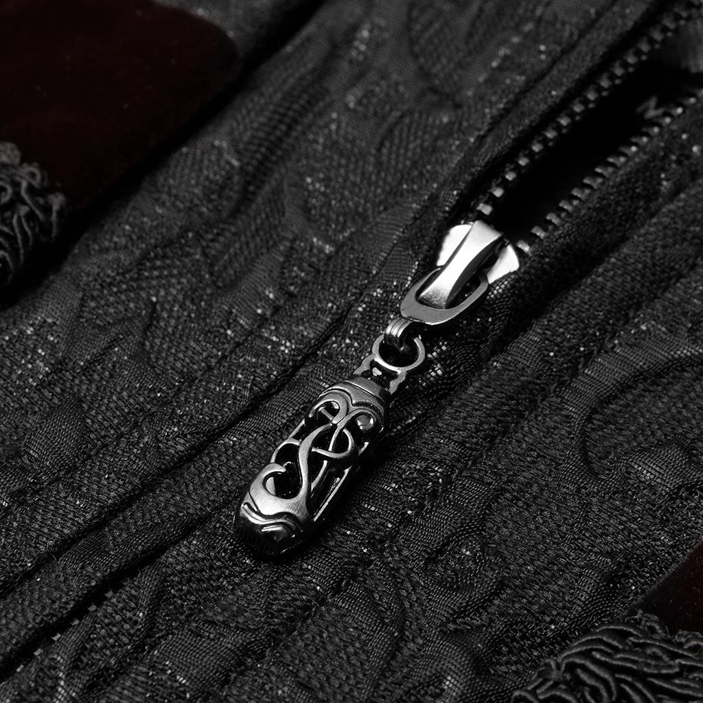 PUNK RAVE Men's Gothic Jacquard Front Breasted Vests