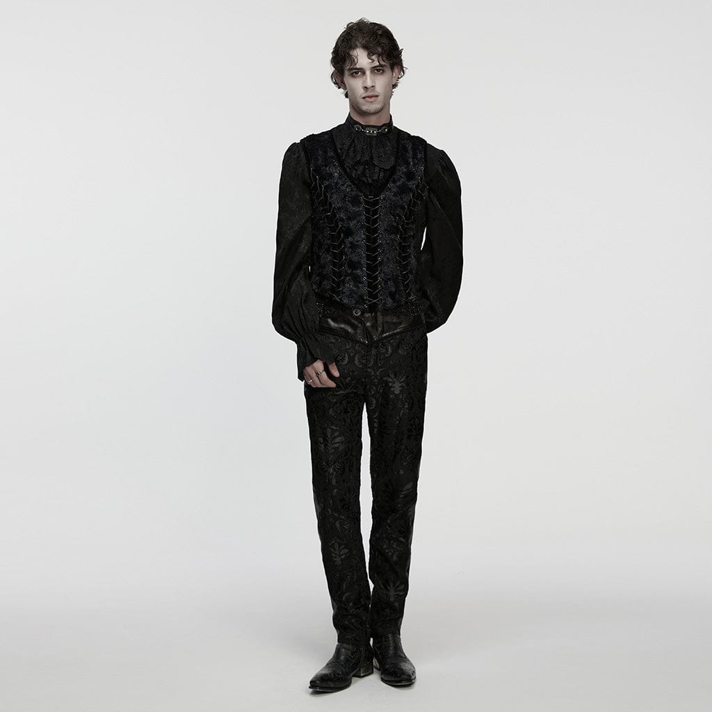 PUNK RAVE Men's Gothic Lace-up Buckle-up Strap Vest