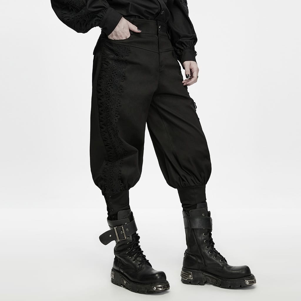 PUNK RAVE Men's Gothic Lace-up Cuffed Pants
