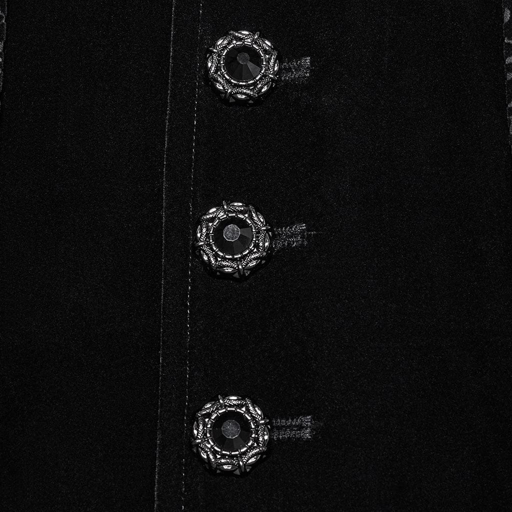 PUNK RAVE Men's Gothic Lace-up Floral Velvet Waistcoat