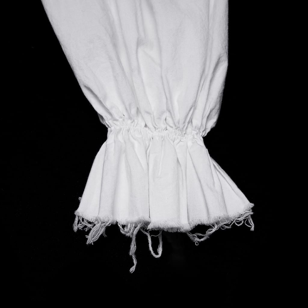 PUNK RAVE Men's Gothic Lace-up Ruffled Bishop Sleeved Shirt White