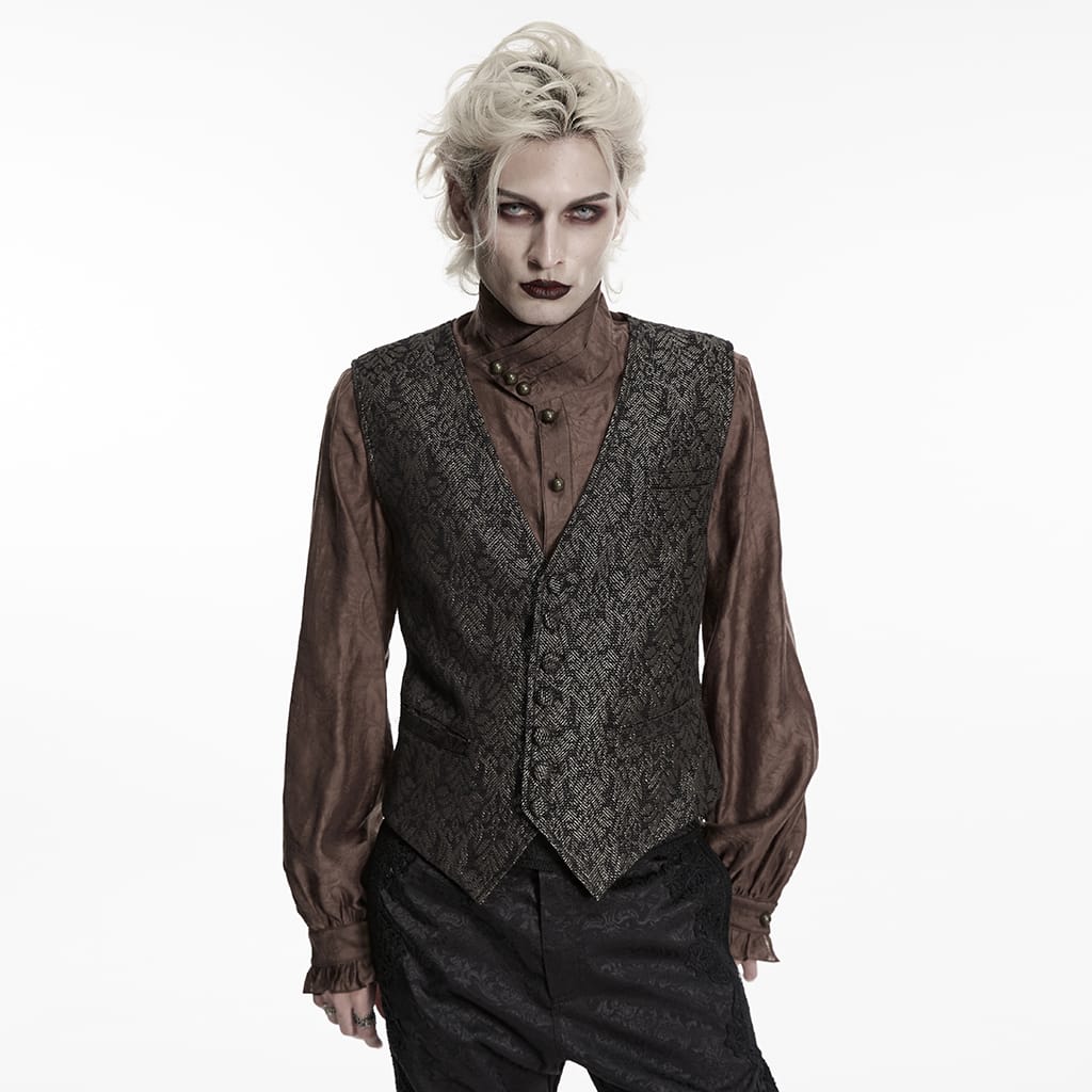 PUNK RAVE Men's Gothic Retro Jacquard Waistcoat
