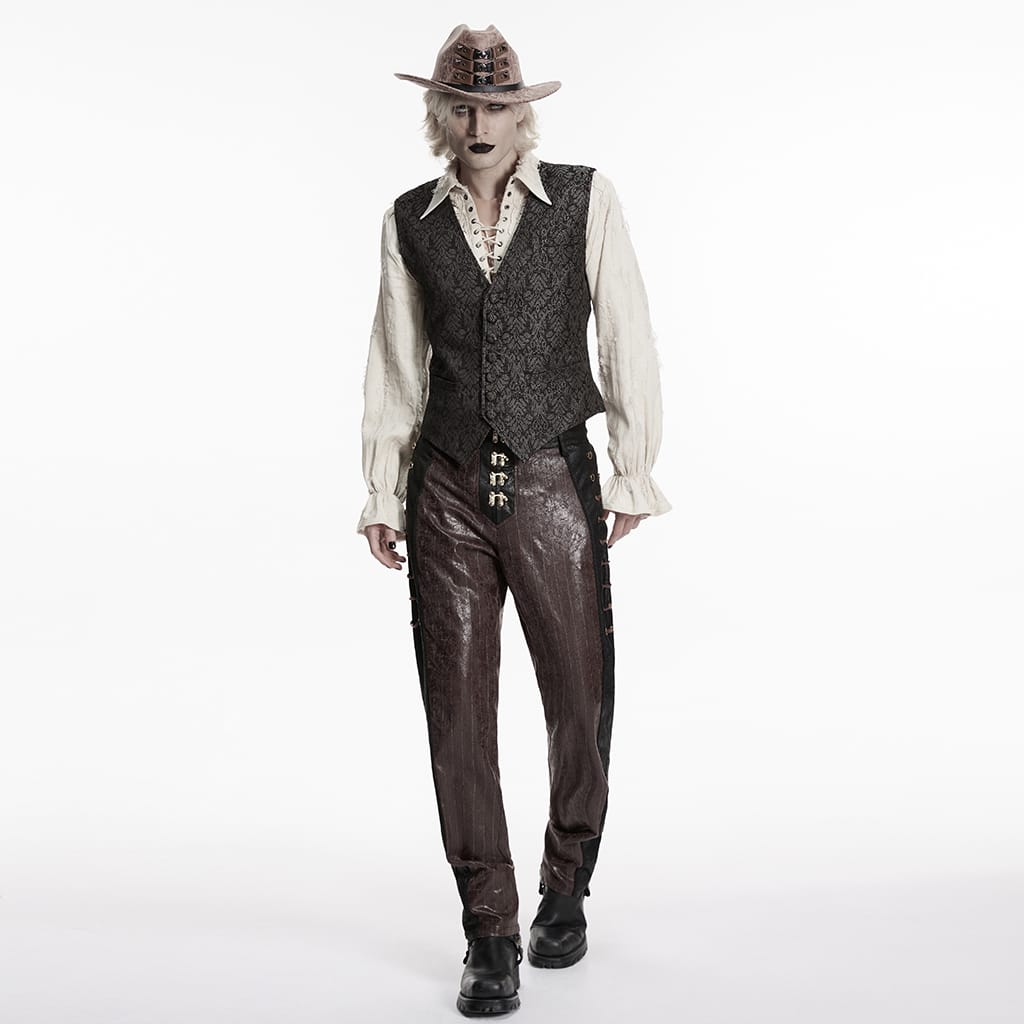 PUNK RAVE Men's Gothic Retro Jacquard Waistcoat