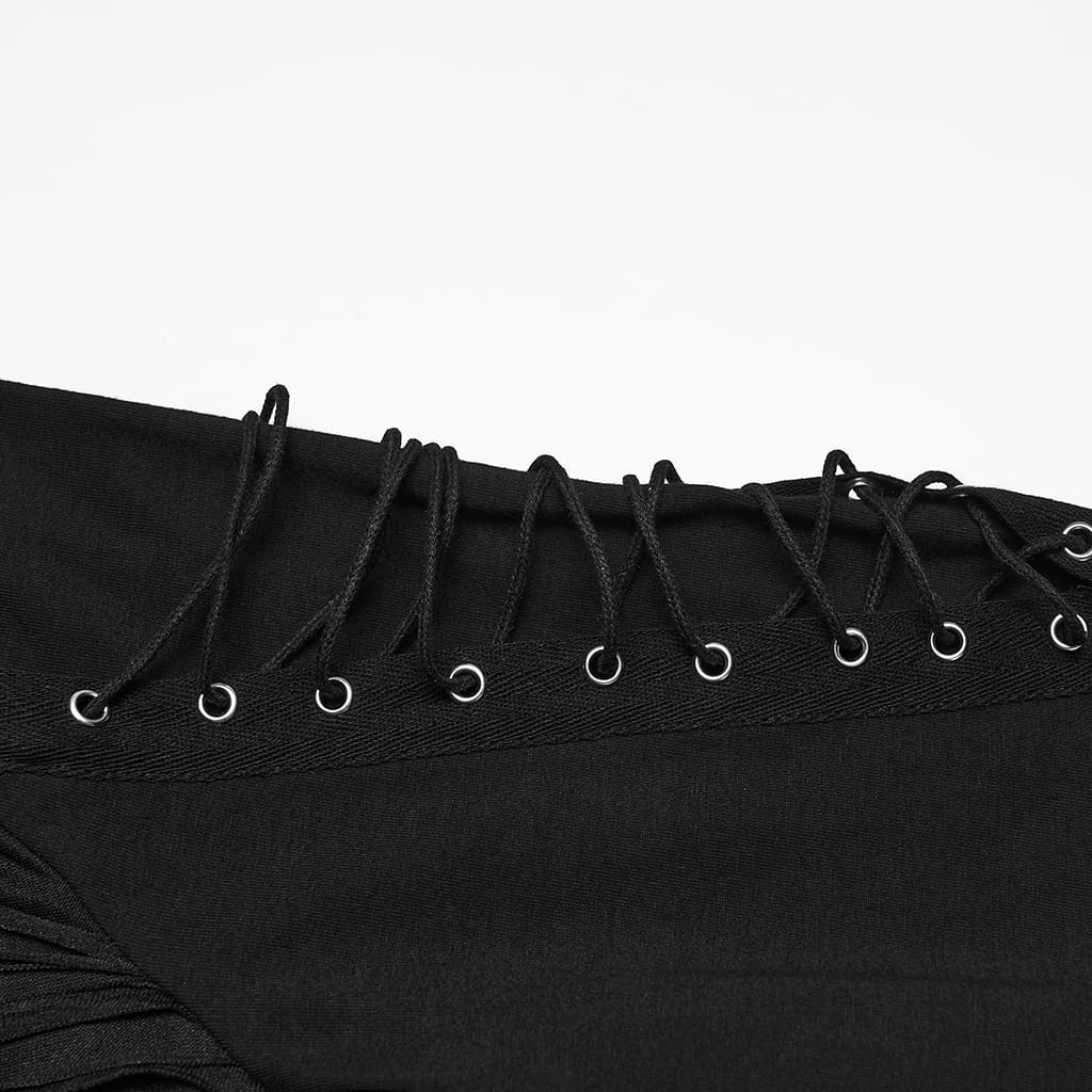 PUNK RAVE Men's Gothic Ripped Hooded Top