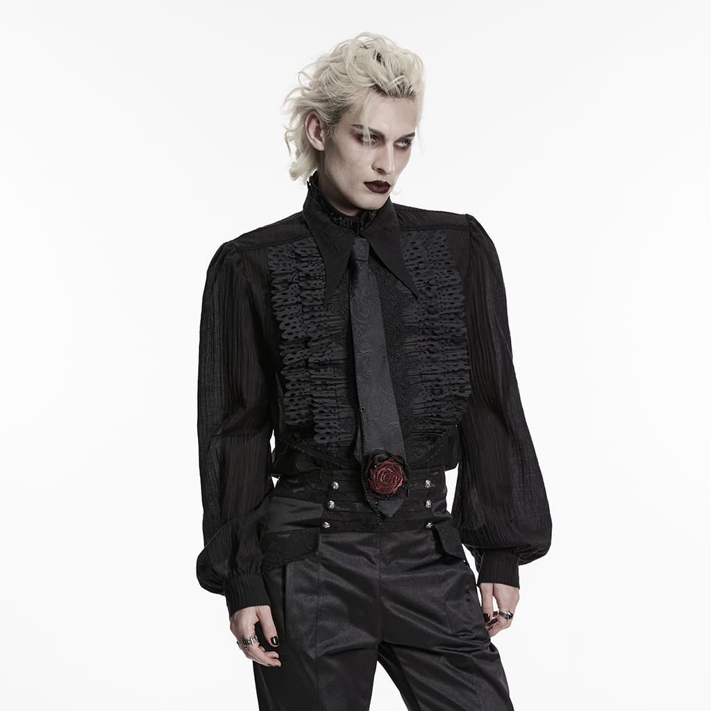 PUNK RAVE Men's Gothic Rose Chained Tie