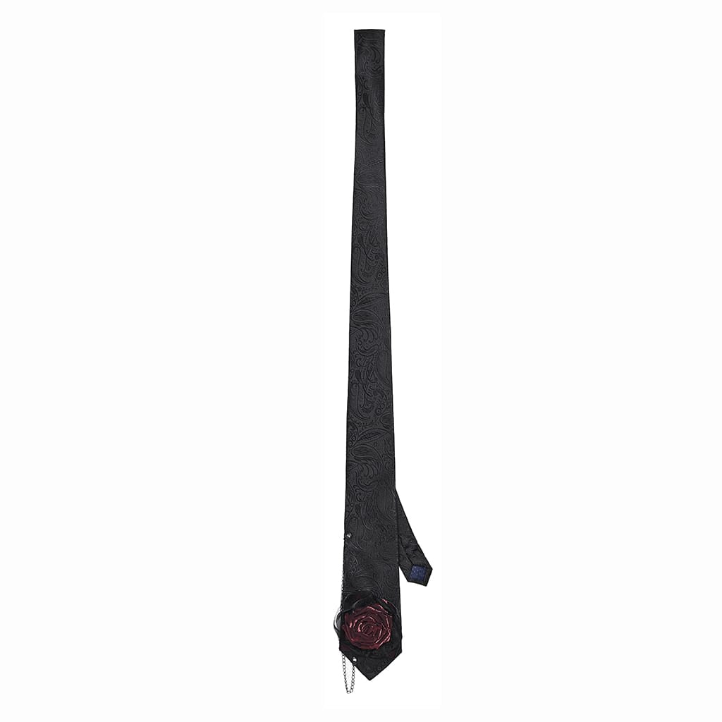 PUNK RAVE Men's Gothic Rose Chained Tie