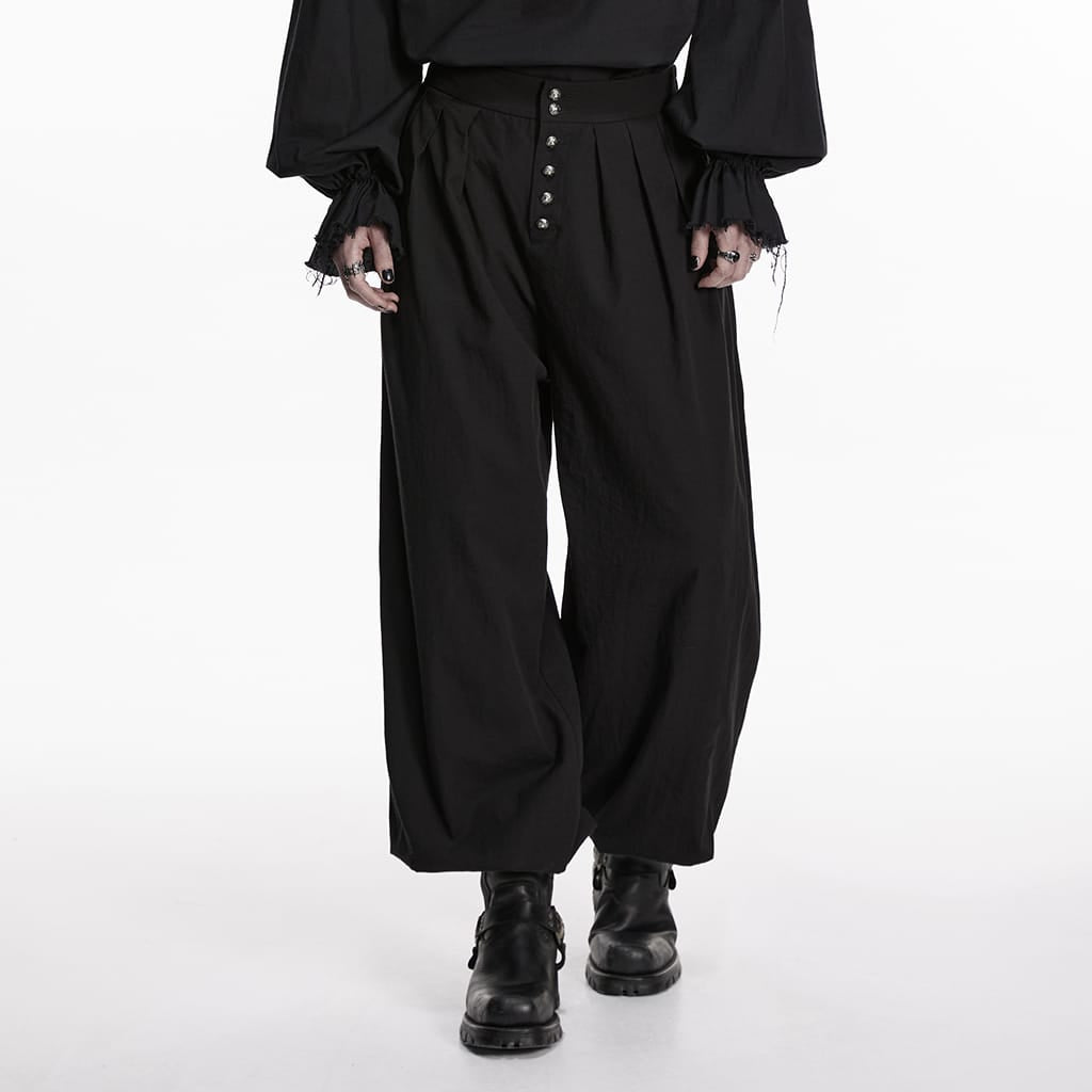 PUNK RAVE Men's Gothic Ruched Tapered Pants