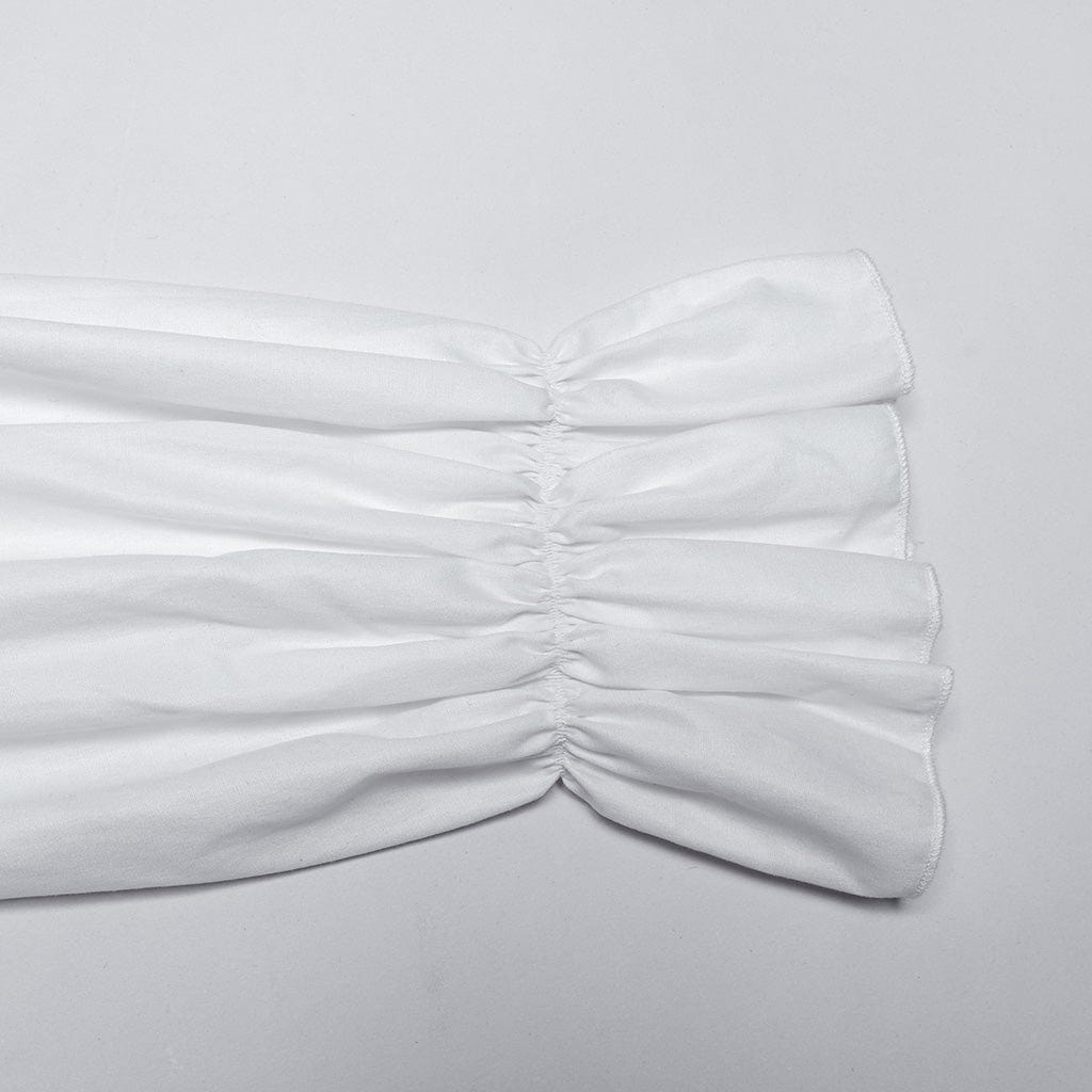 PUNK RAVE Men's Gothic Ruffled Beast Buckle Shirt White