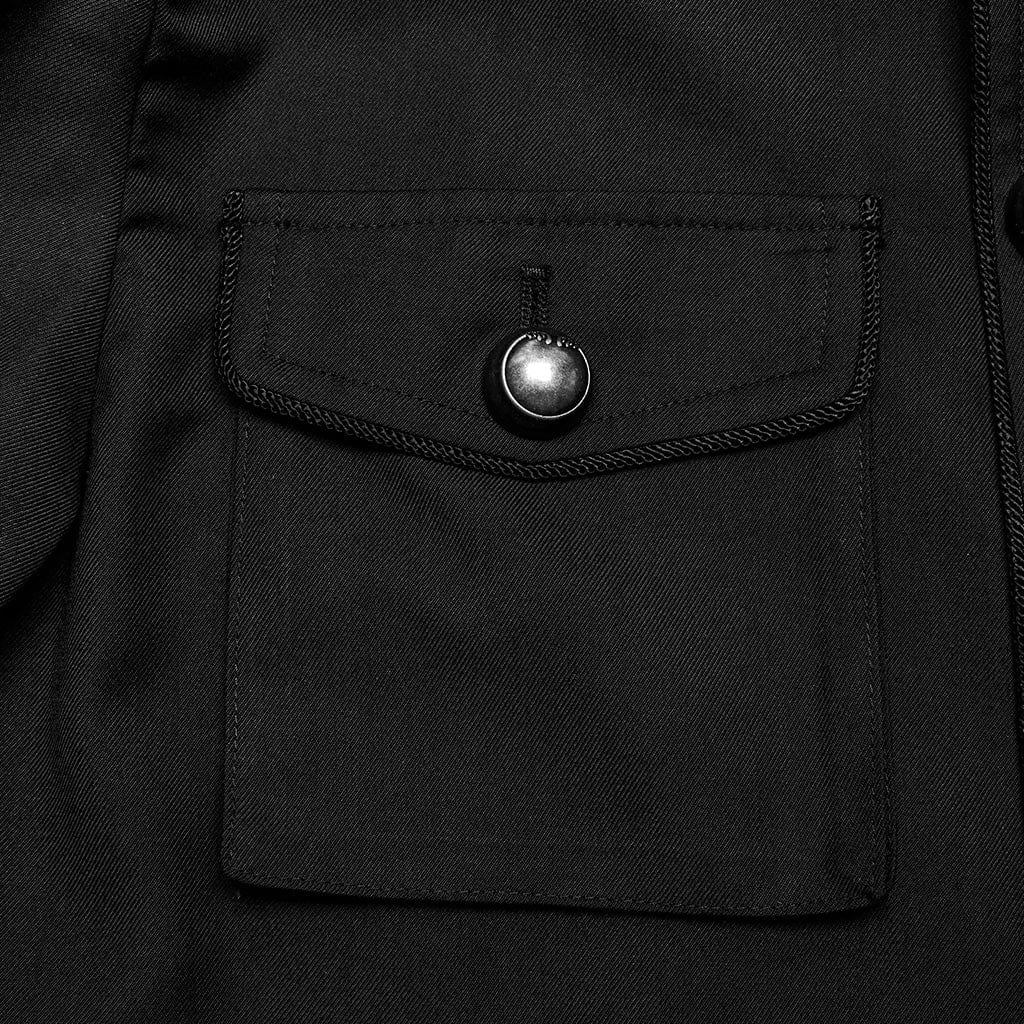 PUNK RAVE Men's Gothic Stand Collar Big-pocket Coat