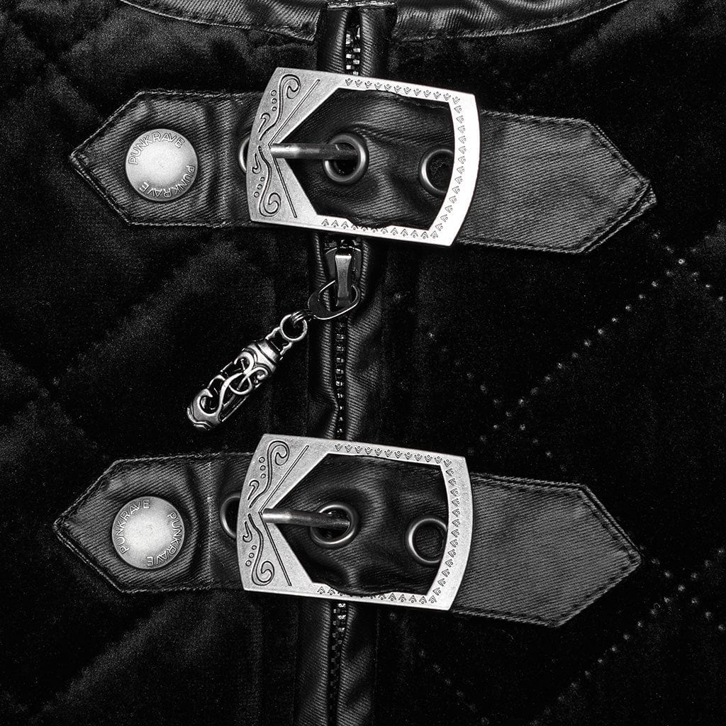 PUNK RAVE Men's Gothic Stand Collar Buckles Waistcoat