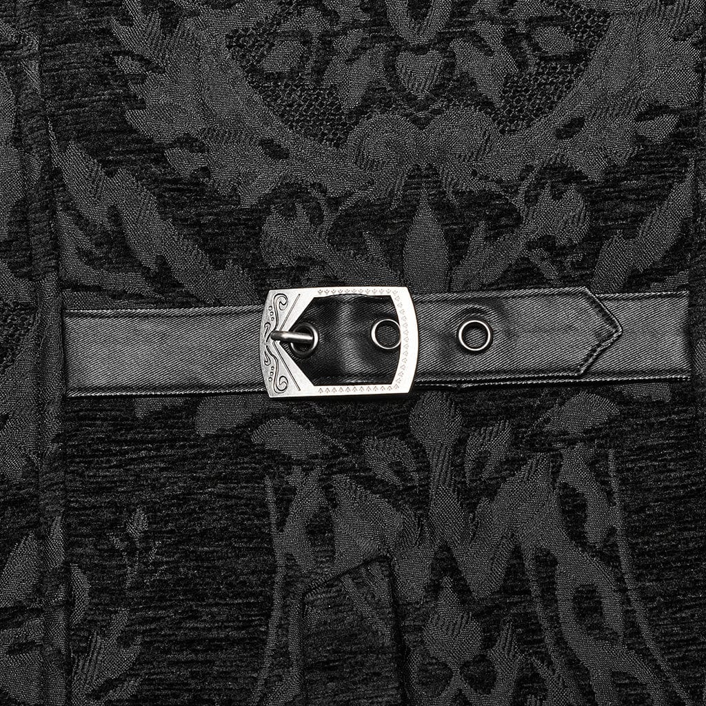 PUNK RAVE Men's Gothic Stand Collar Embossed Vest