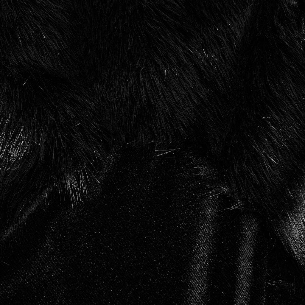 PUNK RAVE Men's Gothic Stand Collar Irregular Plush Splicing Cloak