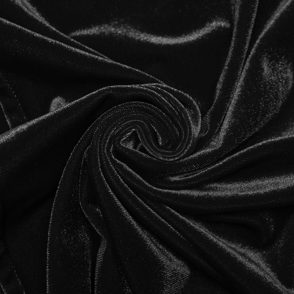 PUNK RAVE Men's Gothic Velvet Ruffled Mock Neck Lantern Sleeve Shirt Black