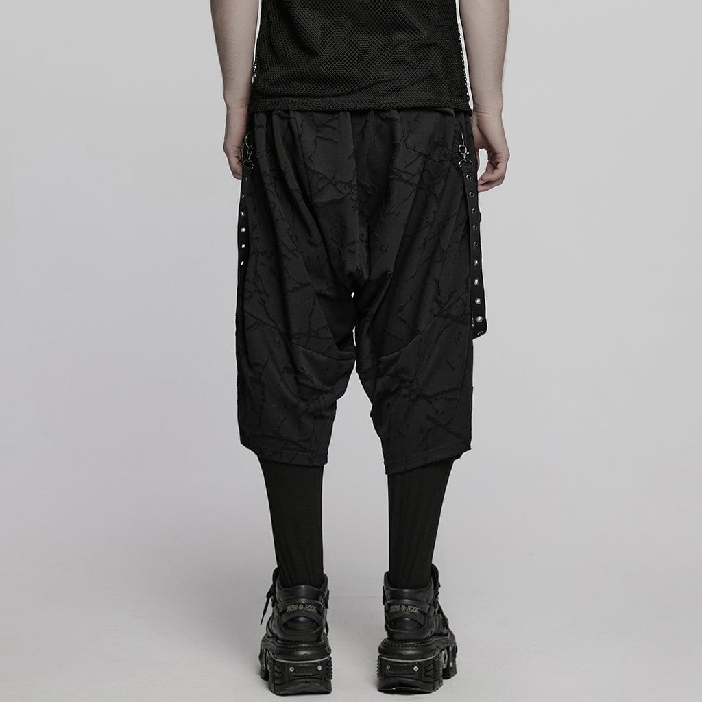 PUNK RAVE Men's Punk Big-pocket Sagging Pants with Staps