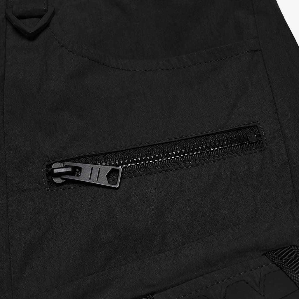 PUNK RAVE Men's Punk Big Pocket Strappy Shorts Black