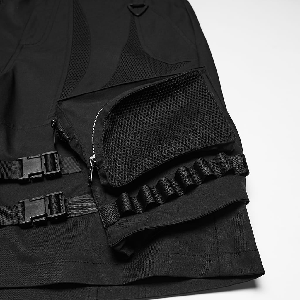 PUNK RAVE Men's Punk Buckle Big Pockets Shorts