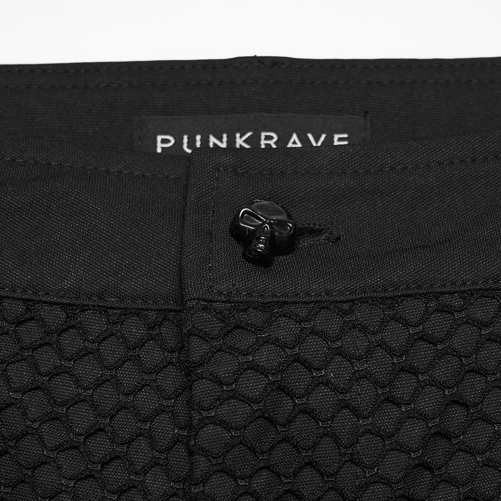 PUNK RAVE Men's Punk Buckle Straps Patchwork Pants