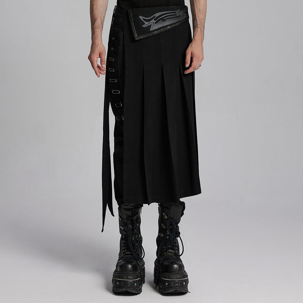 PUNK RAVE Men's Punk Buckle-up Strap Skirt