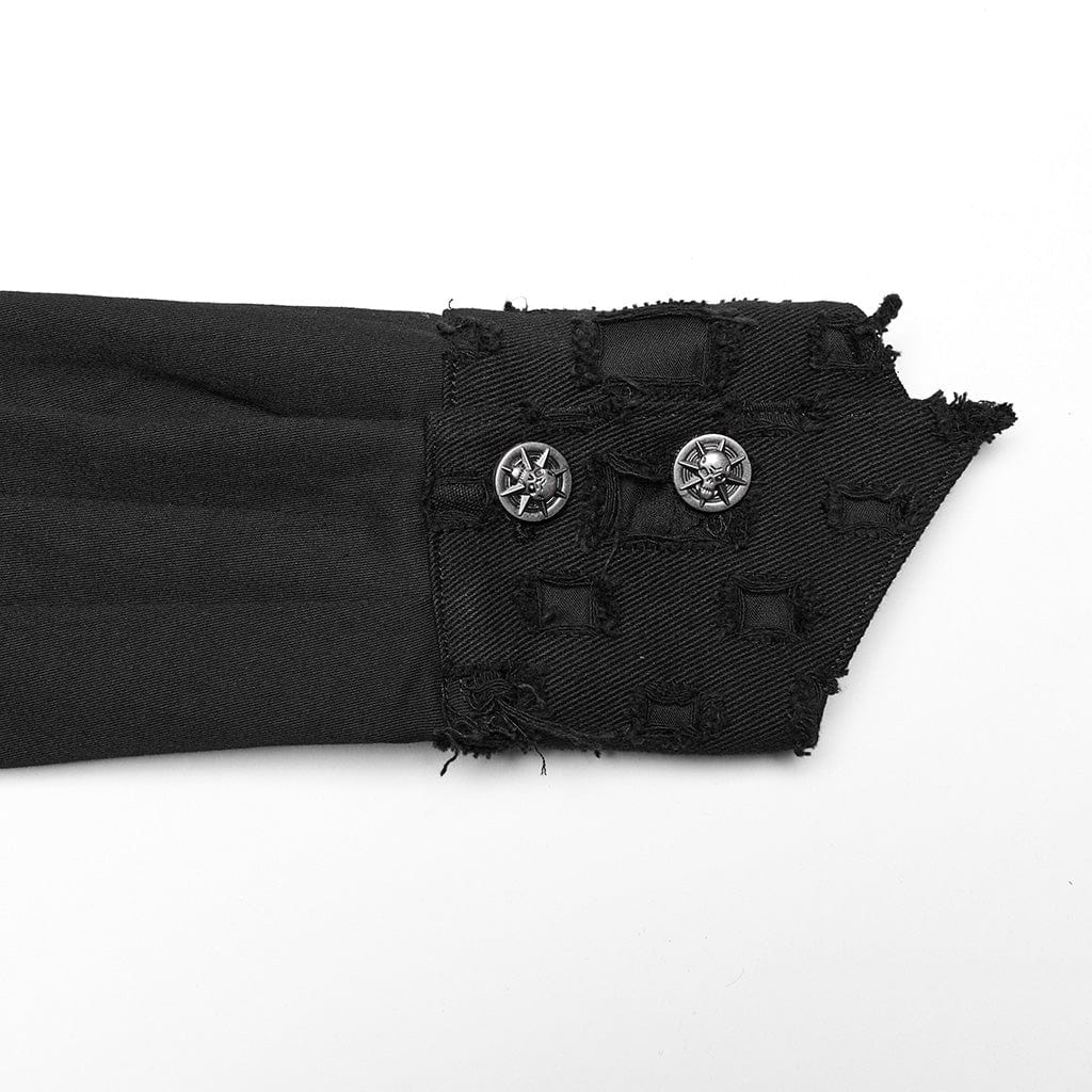 PUNK RAVE Men's Punk Cutout Splice Shirt