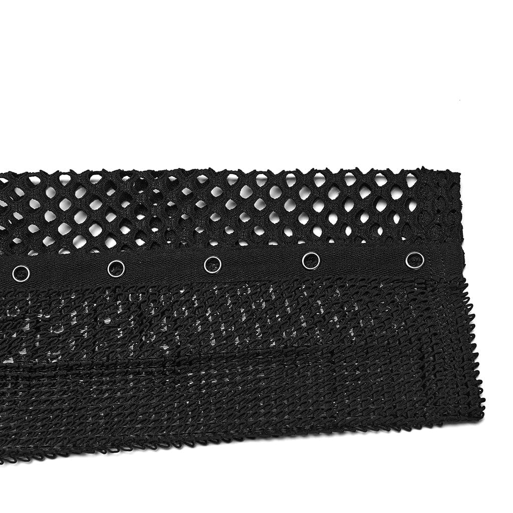 PUNK RAVE Men's Punk Eyelets Mesh T-shirt