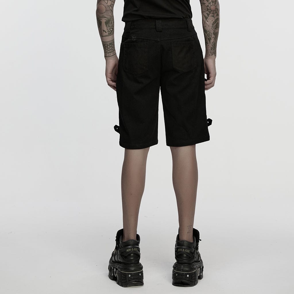 PUNK RAVE Men's Punk Eyelets Pleated Shorts