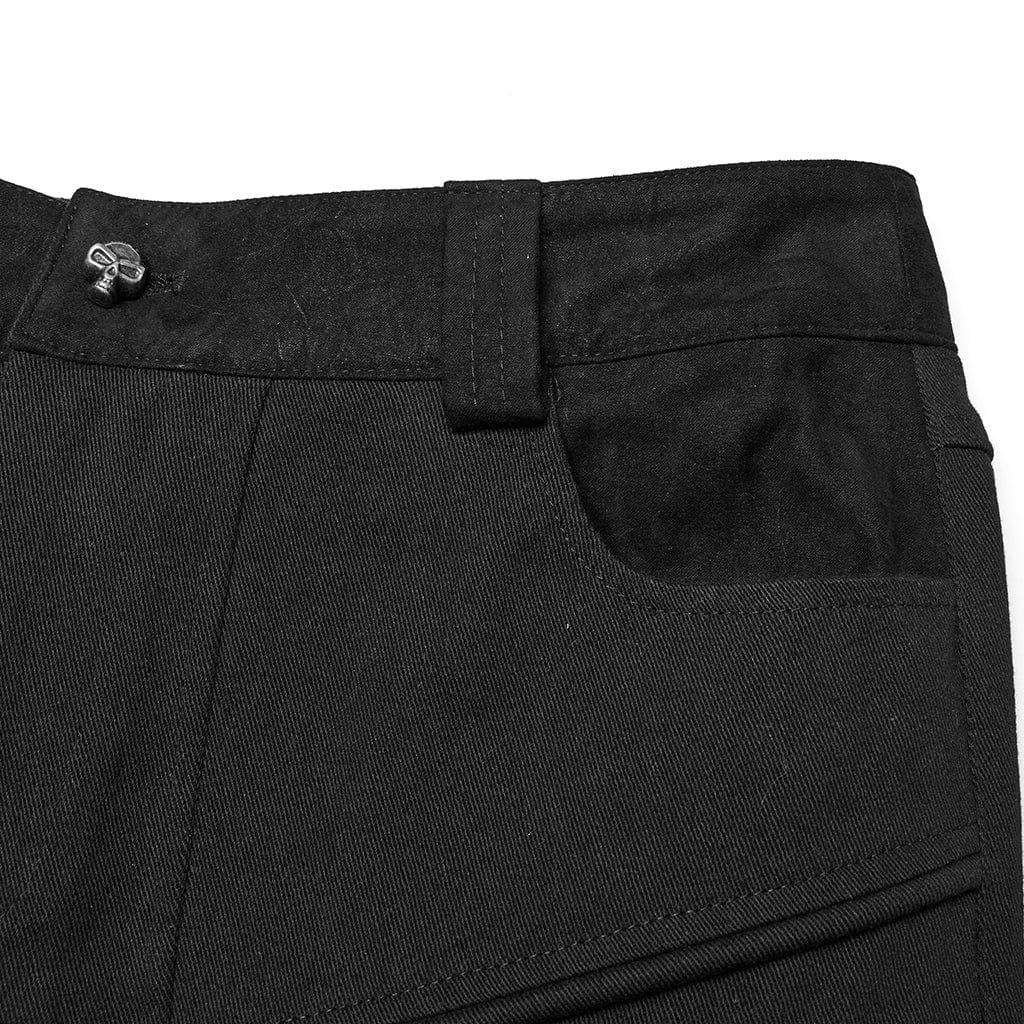PUNK RAVE Men's Punk Eyelets Pleated Shorts