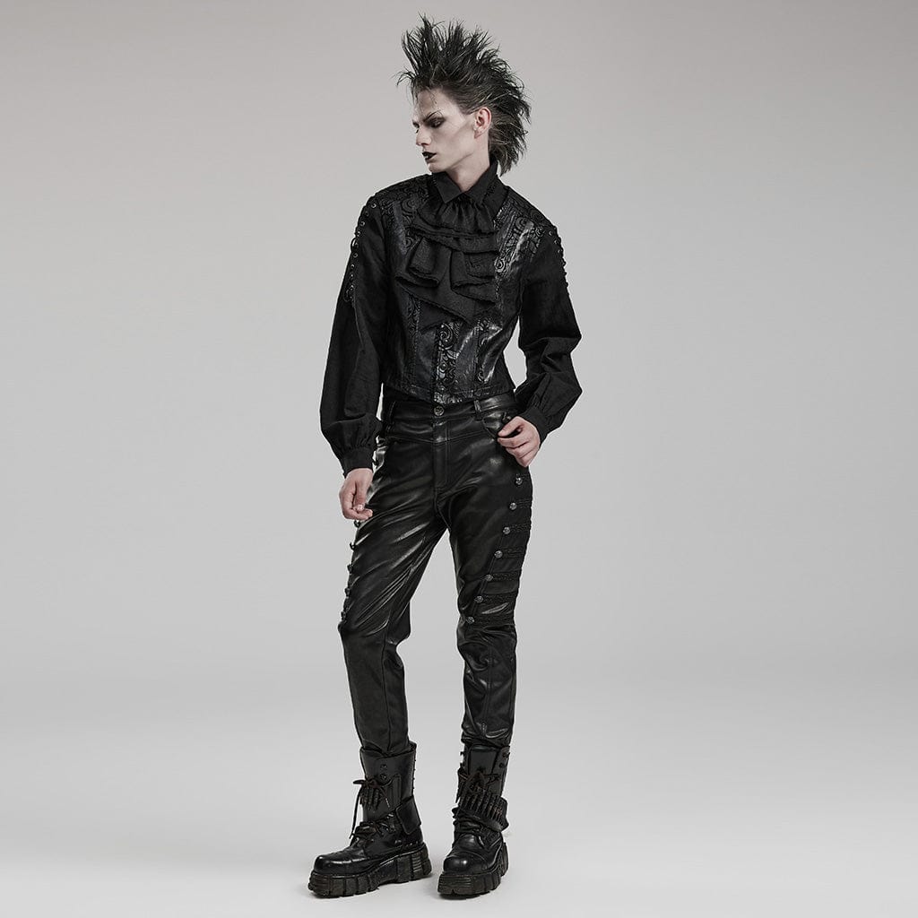 PUNK RAVE Men's Punk Faux Leather Pants
