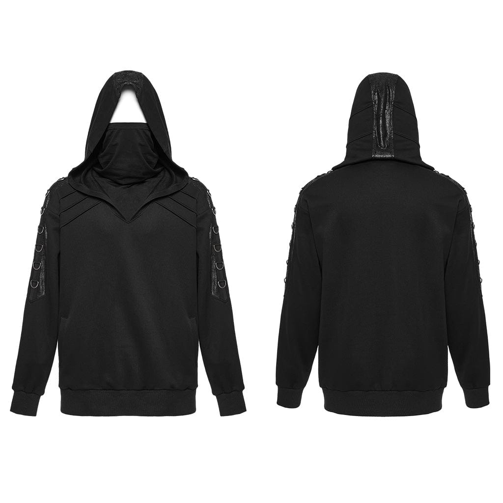 PUNK RAVE Men's Punk High Collar Loose Hoodies