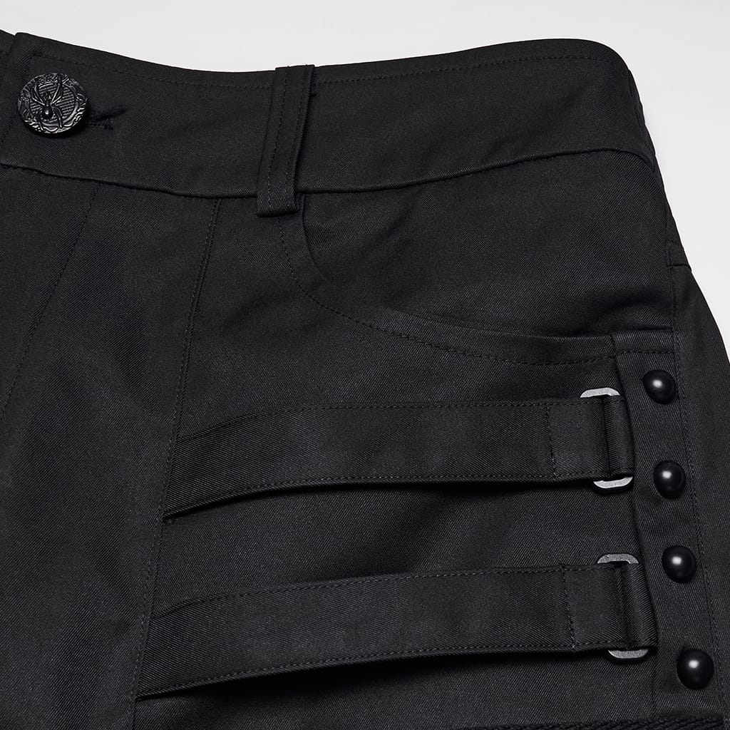 PUNK RAVE Men's Punk Layered Pleated Tapered Pants