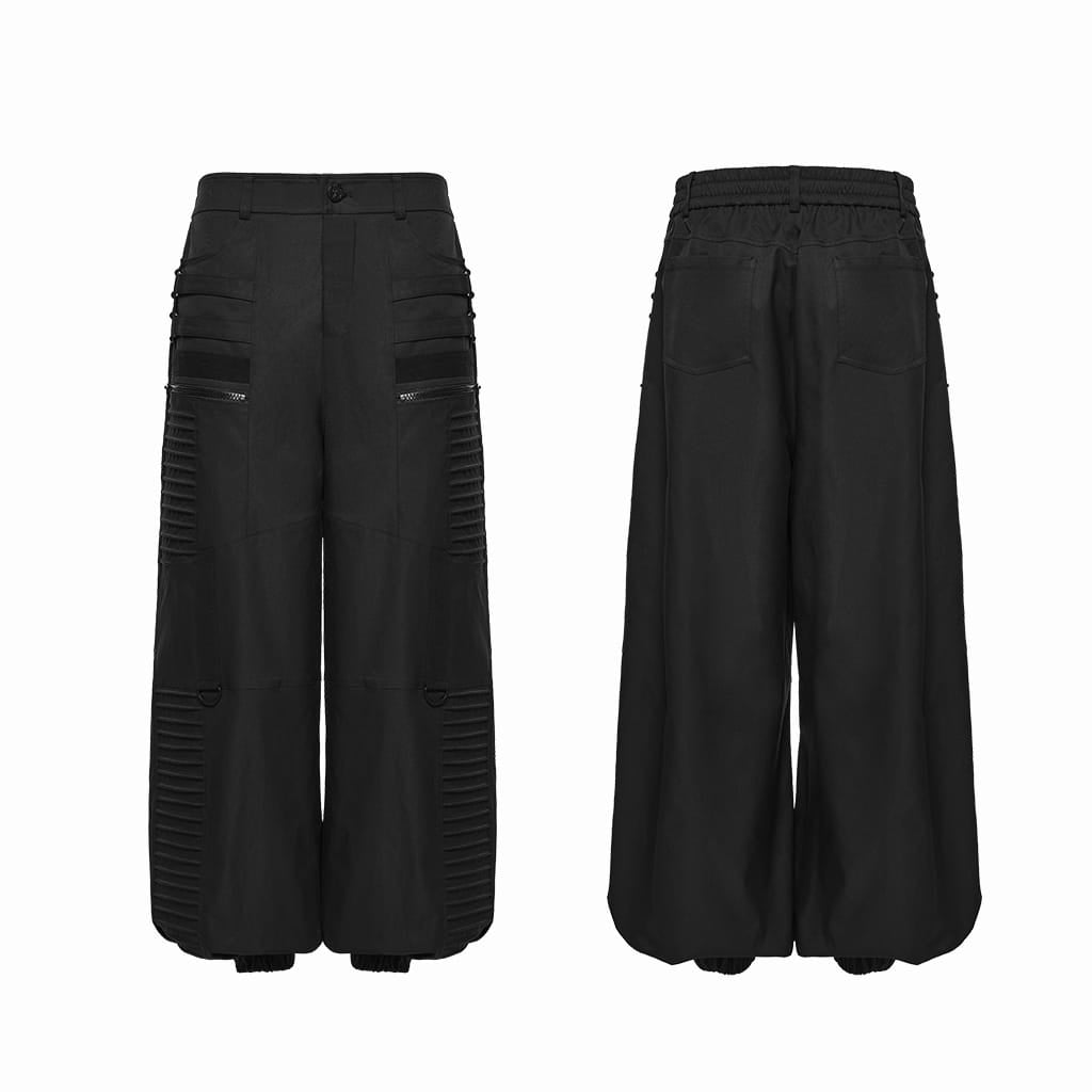 PUNK RAVE Men's Punk Layered Pleated Tapered Pants
