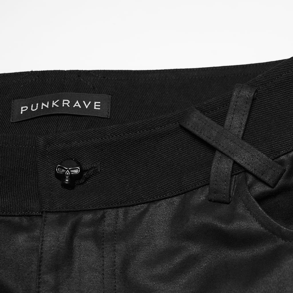 PUNK RAVE Men's Punk Layered Strappy Pants