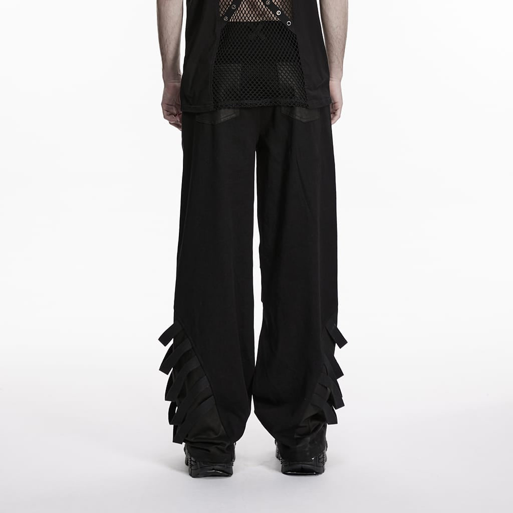 PUNK RAVE Men's Punk Layered Strappy Pants