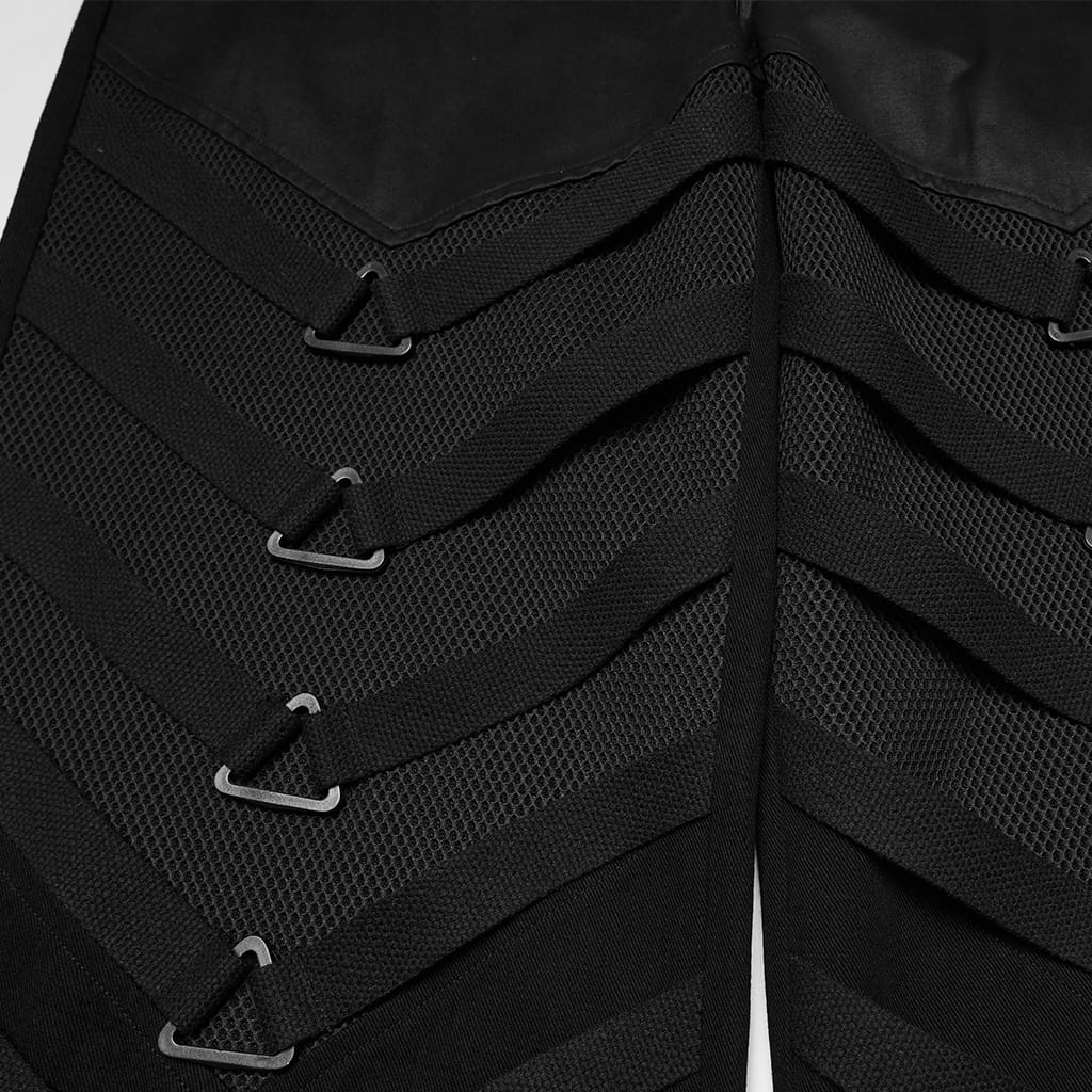 PUNK RAVE Men's Punk Layered Strappy Pants