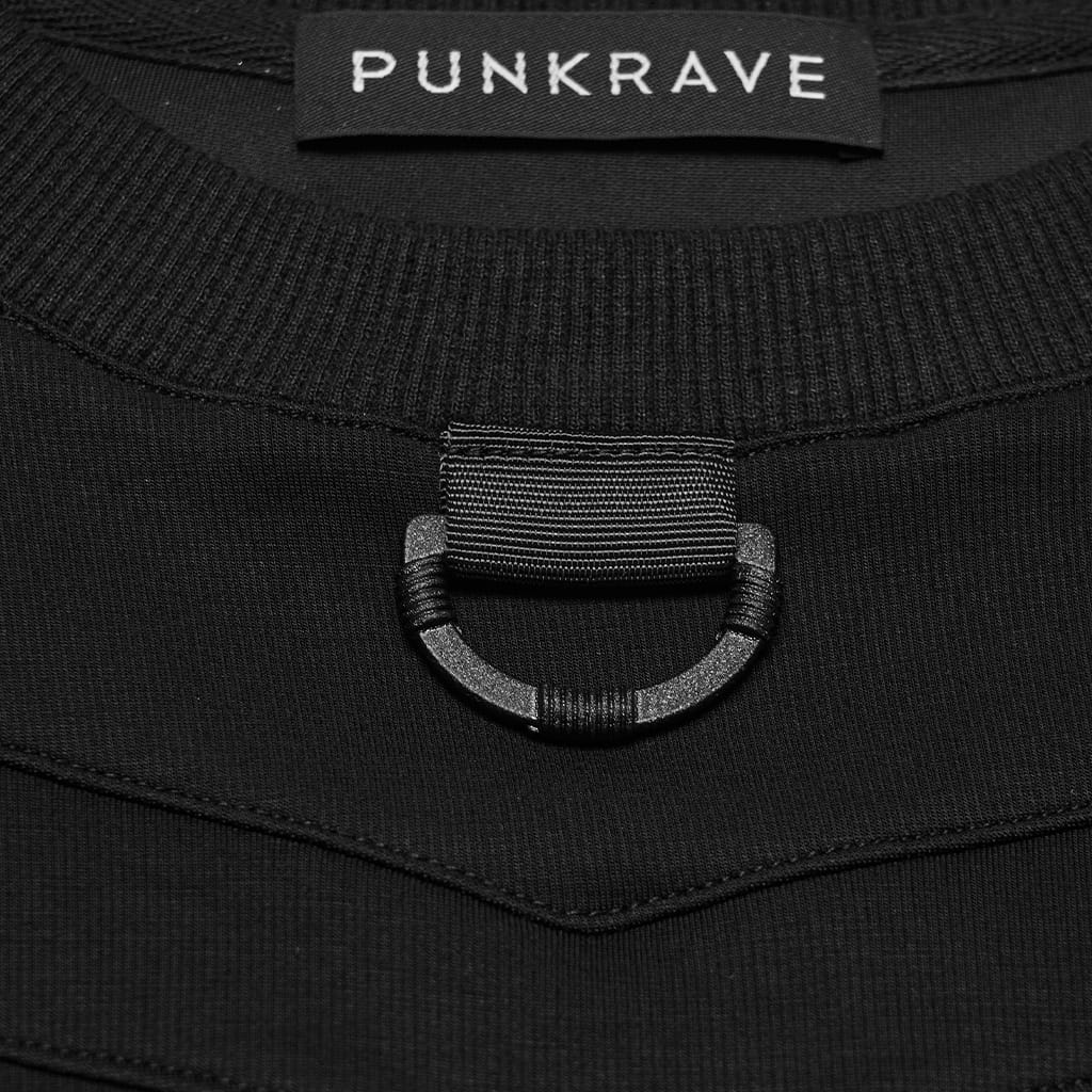 PUNK RAVE Men's Punk Mesh Splice Short Sleeved Top