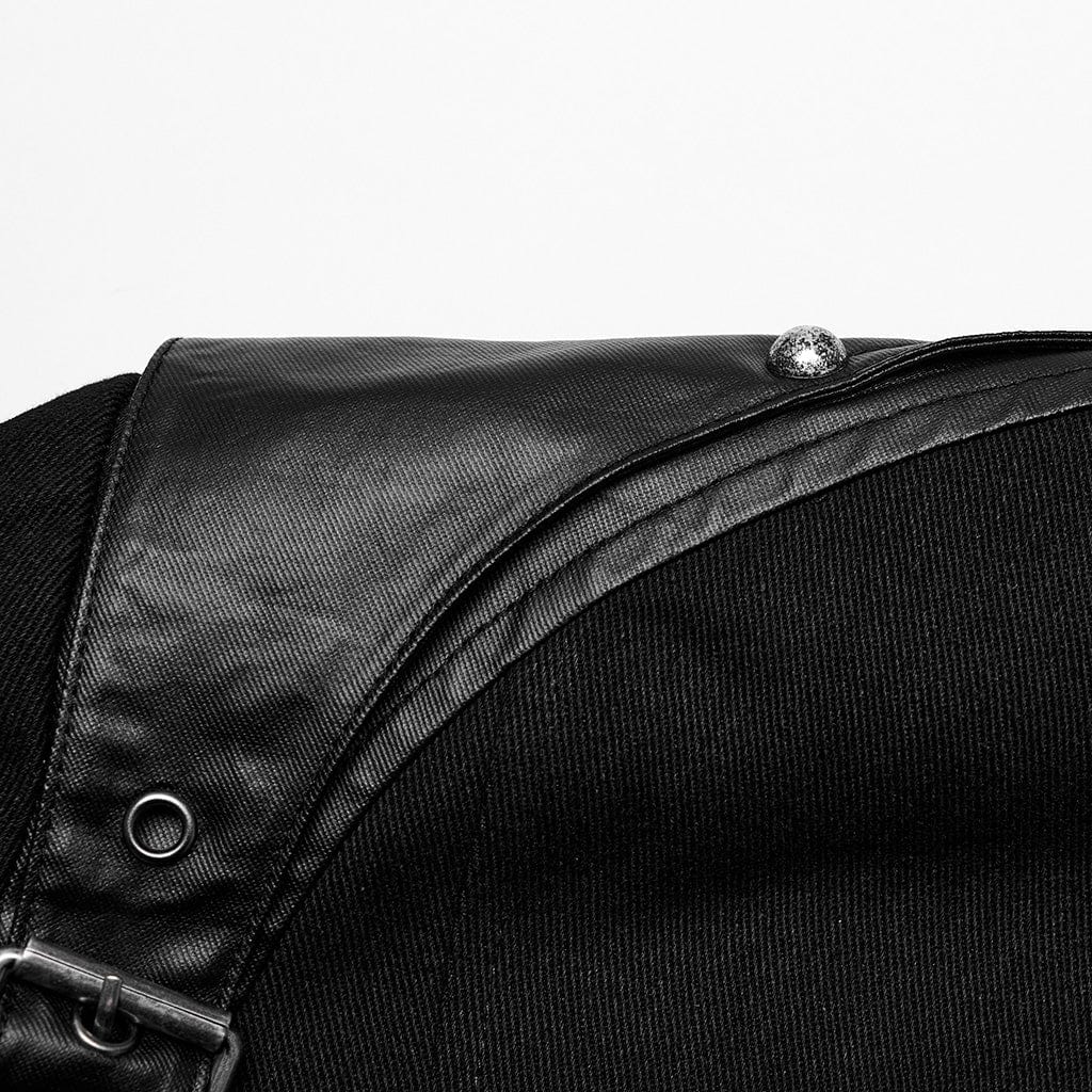 PUNK RAVE Men's Punk Multi-buckles Straps Faux Leather Jacket