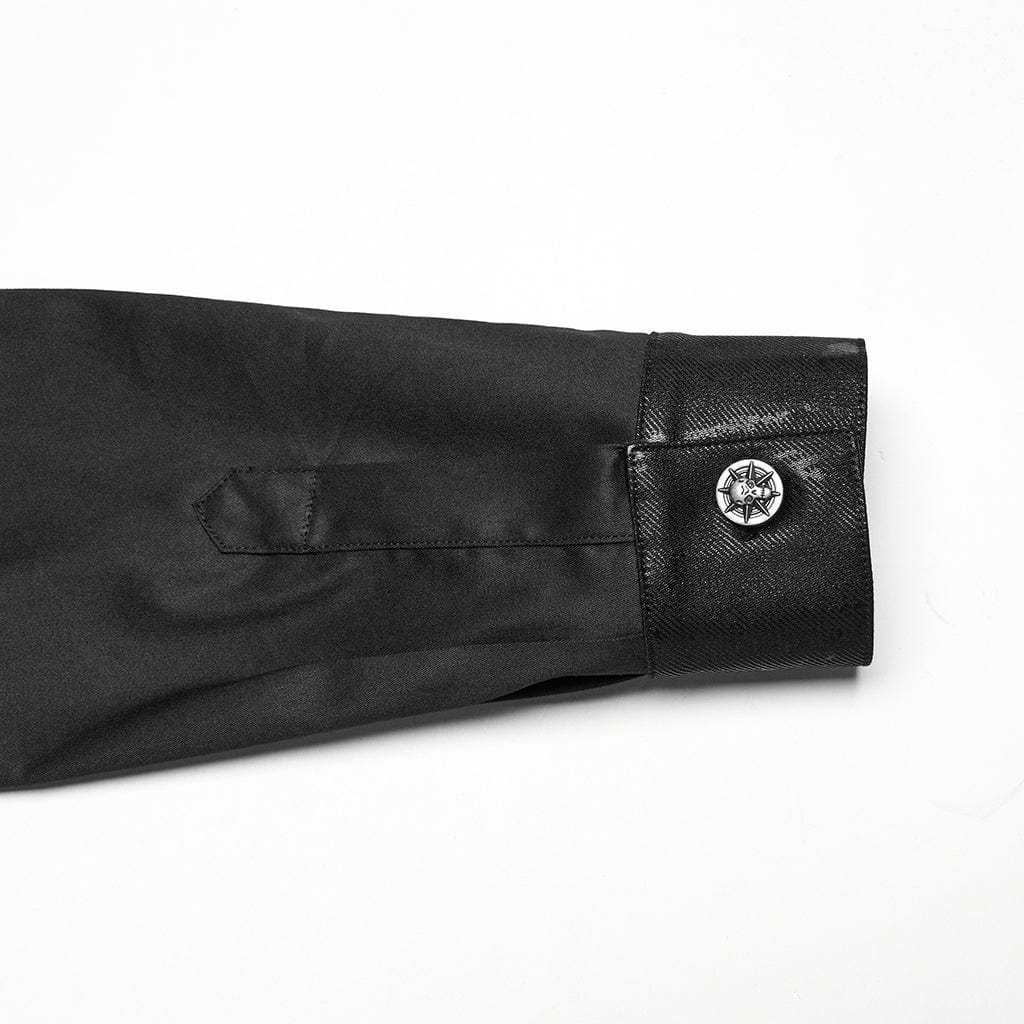 PUNK RAVE Men's Punk Pin Mesh Splice Shirt