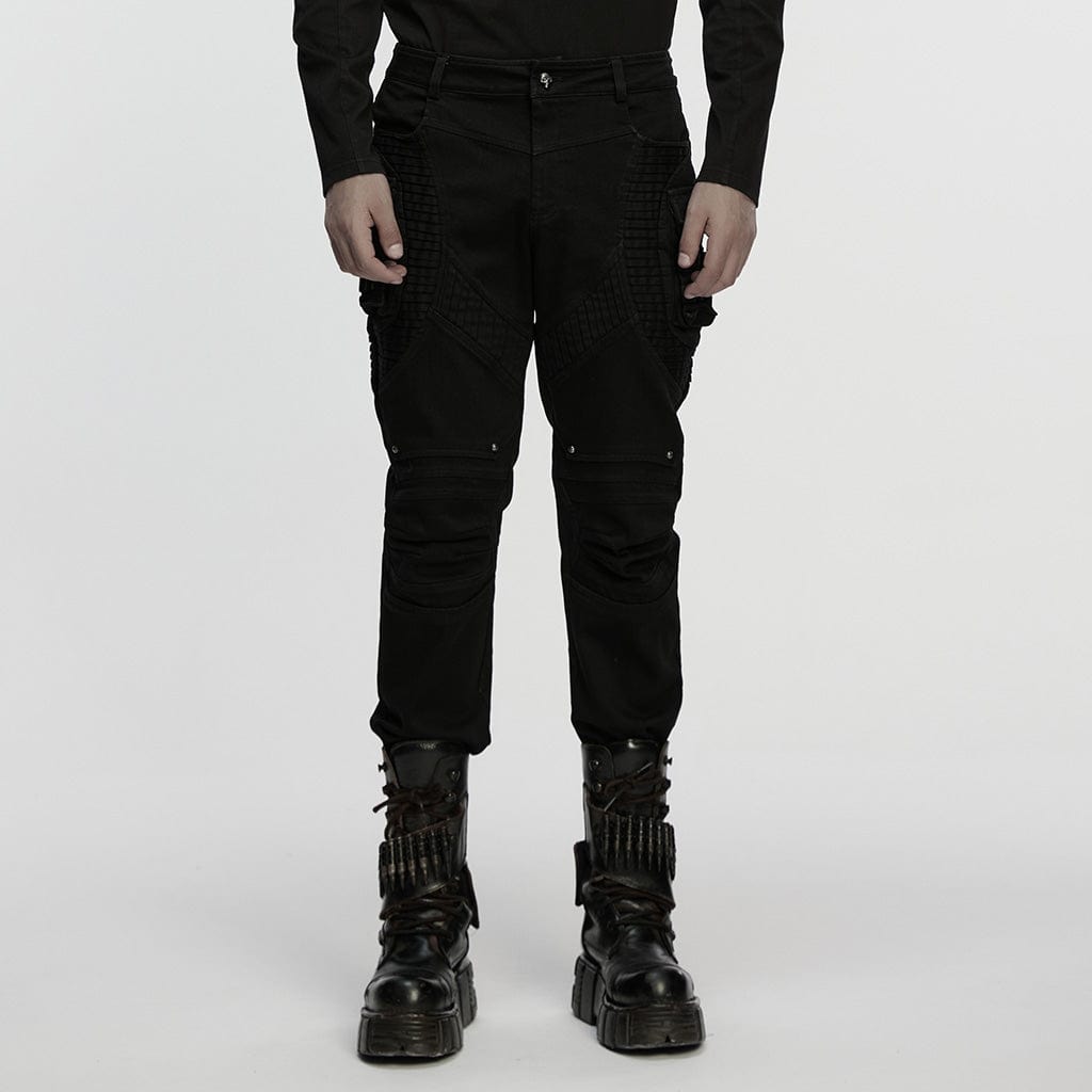 PUNK RAVE Men's Punk Pleated Rivet Pants
