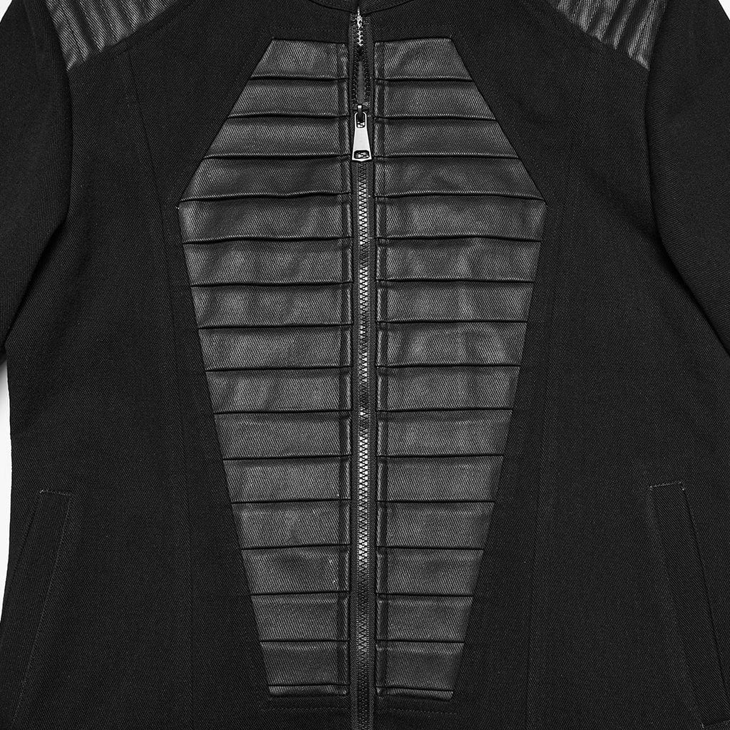 PUNK RAVE Men's Punk Pleated Stand Collar Jacket